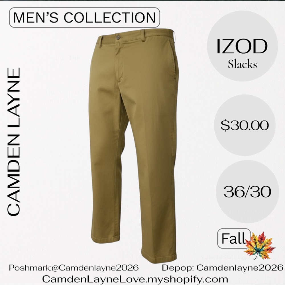 Izod Men's Khaki Chinos - Picture 4 of 9
